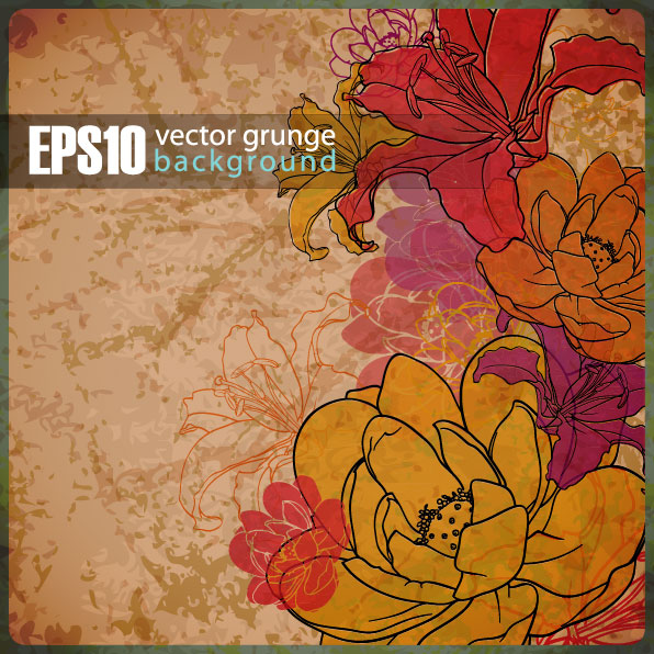 Vector grunge background with Retro elements 02