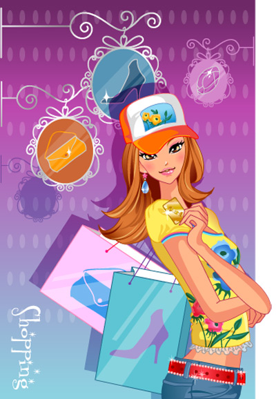 girls shopping set 144 vector
