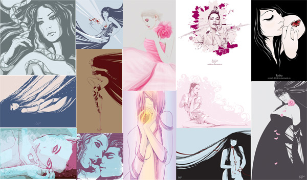 Female illustrator 01 Vector