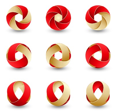 Abstract colored spherical logos design vector 02