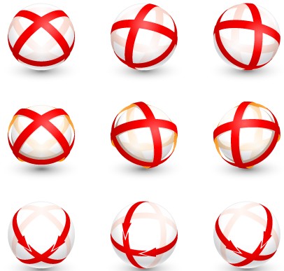 Abstract colored spherical logos design vector 04