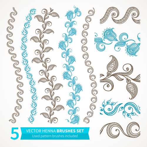 Beautiful floral seamless borders vector set 01