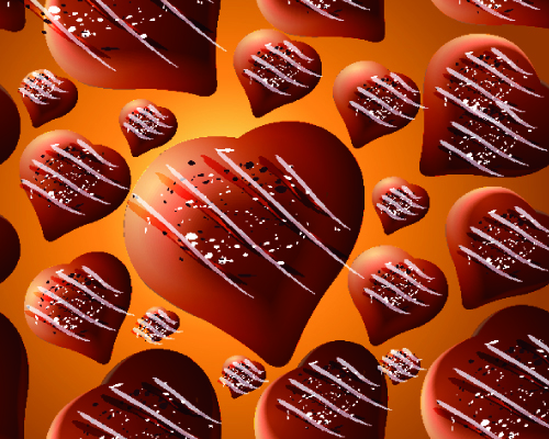 Seamless chocolate hearts pattern vector material