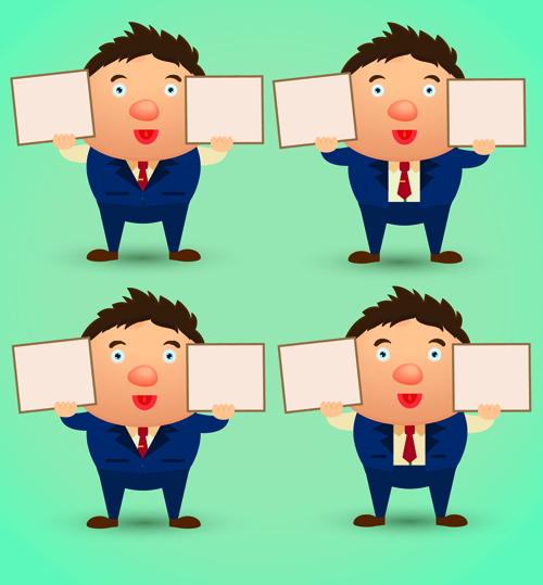 Blank paper and funny people vector 01