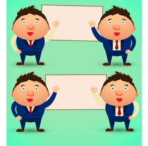 Blank paper and funny people vector 02