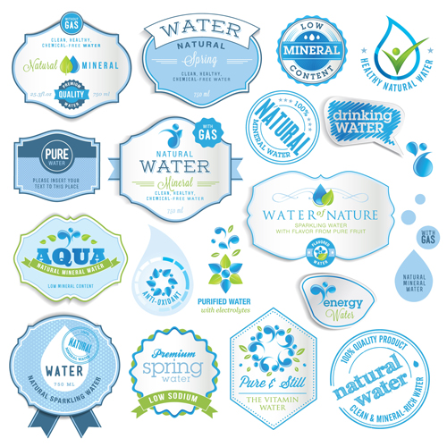 water labels blue 