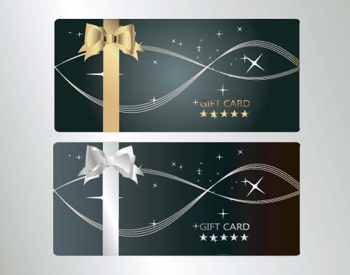 Bow gift card with abstract background vector 01 Bow gift card with abstract background vector 01