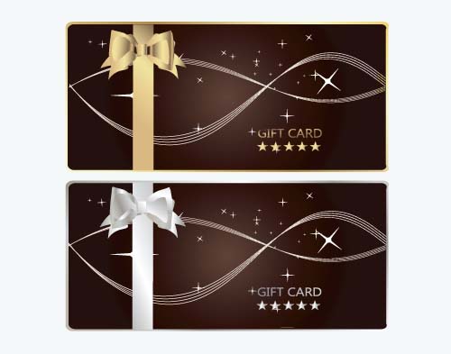 Bow gift card with abstract background vector 02 Bow gift card with abstract background vector 02