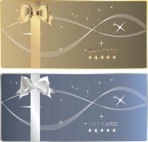 Bow gift card with abstract background vector 03 Bow gift card with abstract background vector 03