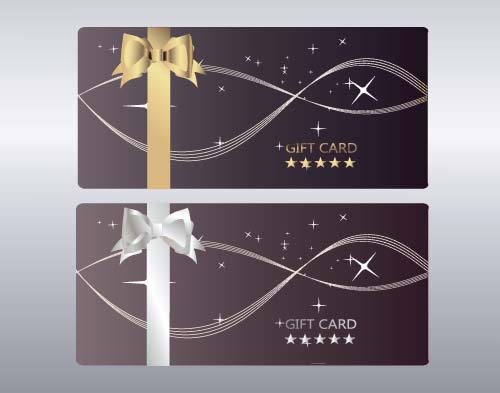 Bow gift card with abstract background vector 04 Bow gift card with abstract background vector 04
