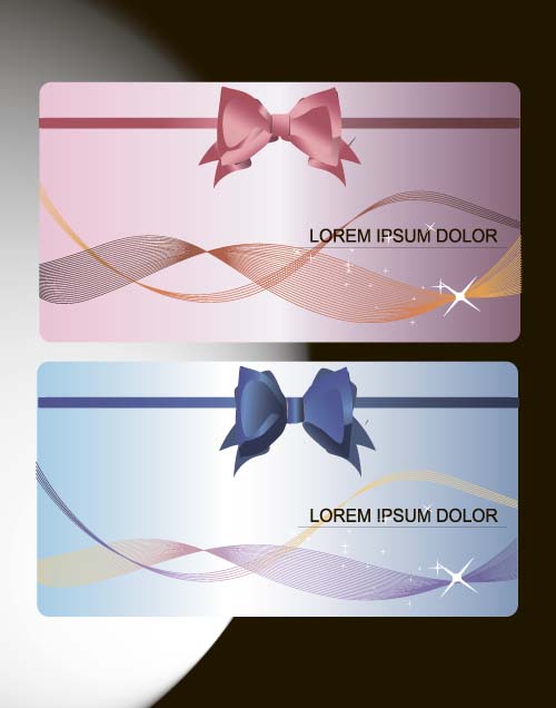 Bow gift card with abstract background vector 06 Bow gift card with abstract background vector 06