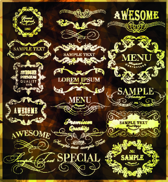 Vintage calligraphic design elements vector set 02