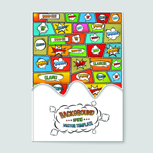 Cartoon explosion effect flyer cover vector 01