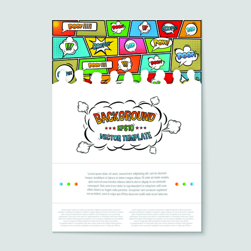 Cartoon explosion effect flyer cover vector 02