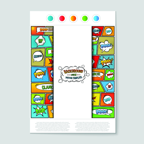 Cartoon explosion effect flyer cover vector 03