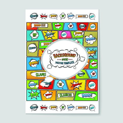Cartoon explosion effect flyer cover vector 04
