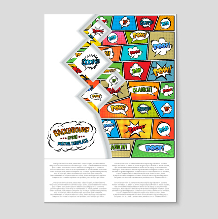 Cartoon explosion effect flyer cover vector 05