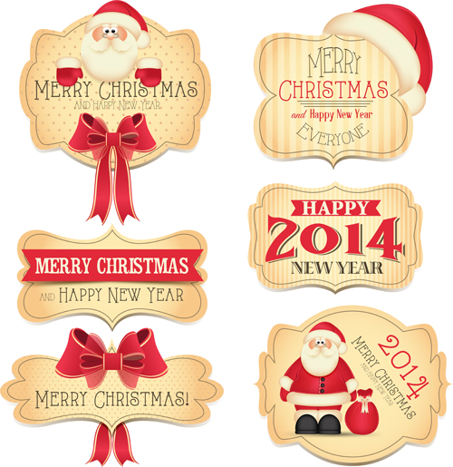 2014 Year Christmas Labels vector 02