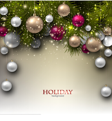 shiny holiday christmas baubles background vector background 
