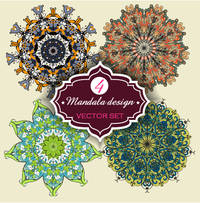 Circular mandalas design vector material 02