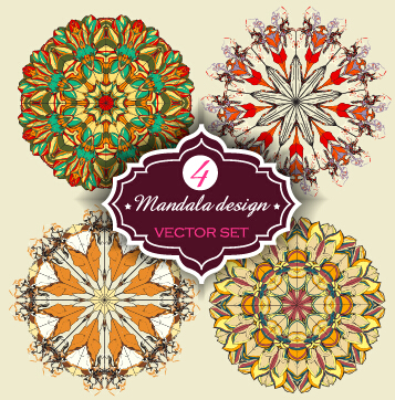 Circular mandalas design vector material 03