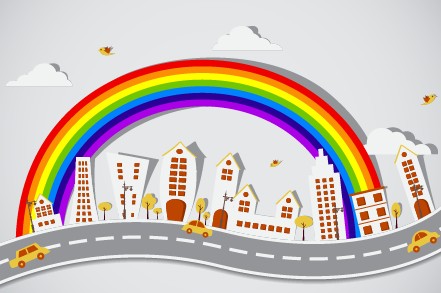 City buildings paper cut creative vector 02