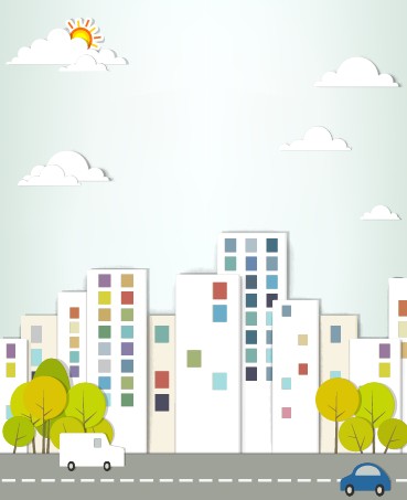 City buildings paper cut creative vector 03
