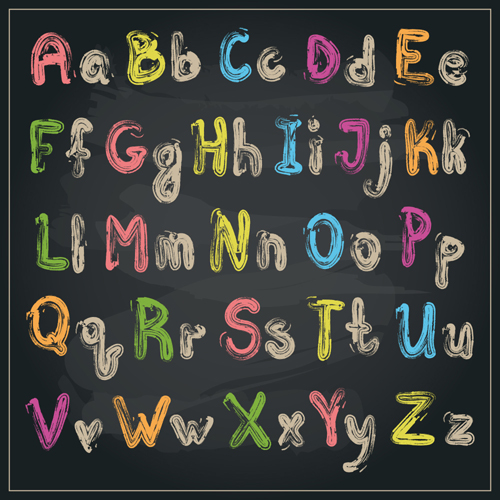 colored chalk alphabet 