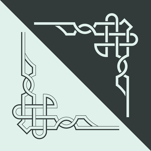 Corner ornament chinese styles vector 04