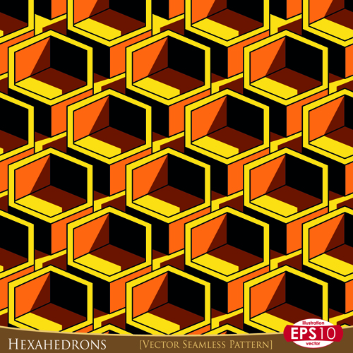 Creative hexahedron vector seamless pattern vector 01