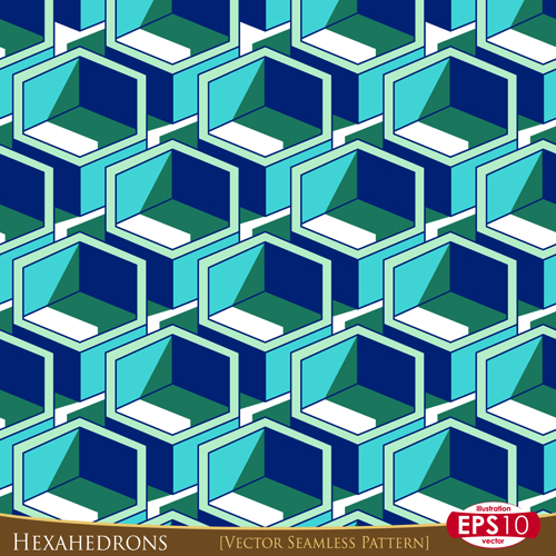 Creative hexahedron vector seamless pattern vector 02