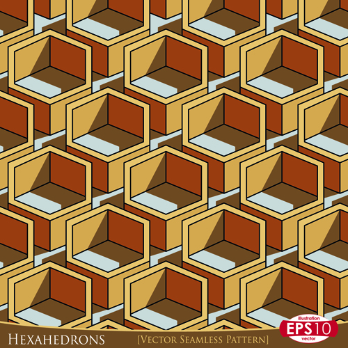 Creative hexahedron vector seamless pattern vector 03