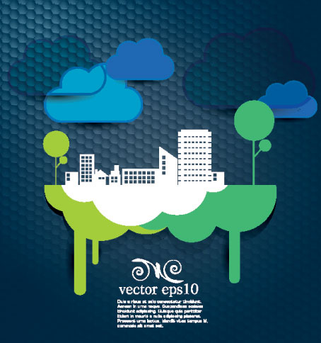 Cute cartoon city background vector material 03