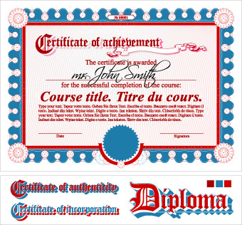 Diploma Certificate design elements vector set 04