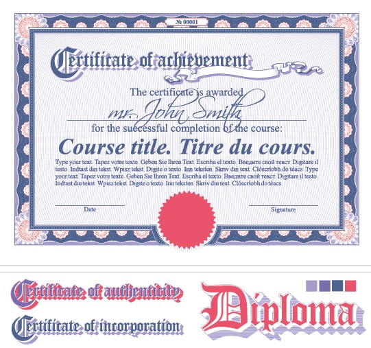 Diploma Certificate design elements vector set 05