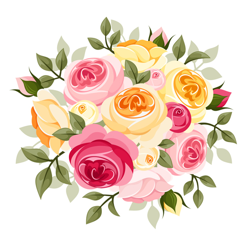 Elegant flowers bouquet vector 04