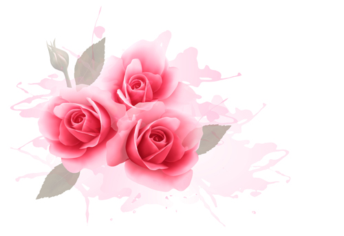Elegant roses with watercolor background vector