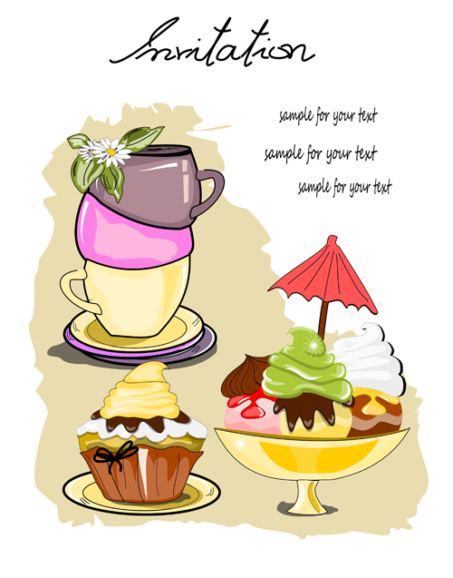 Exquisite ice cream hand drawing vector material 03