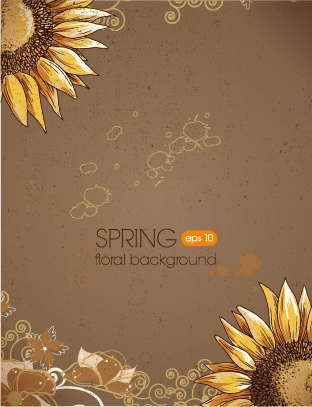 Floral spring retro background vector