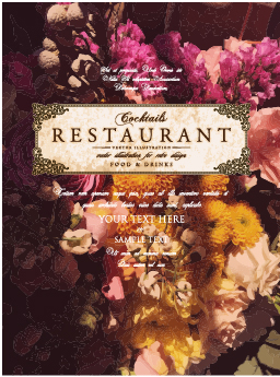 Vintage Style vintage restaurant menu flower cover 