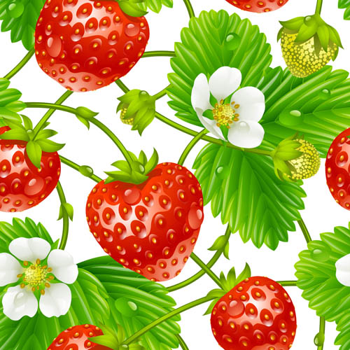 strawberries seamless flower berries 