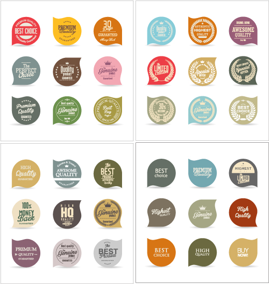 Funny retro label vector material set 03