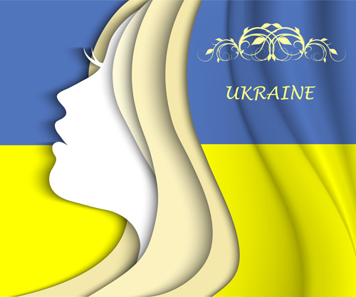 Ukraine girl flag background 