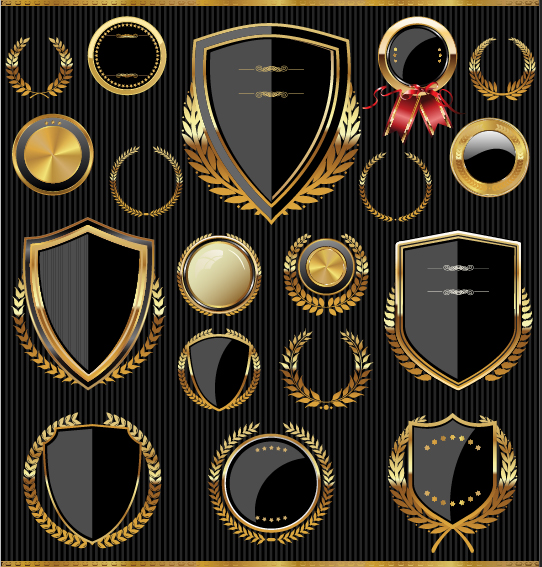 shields medals laurels golden 
