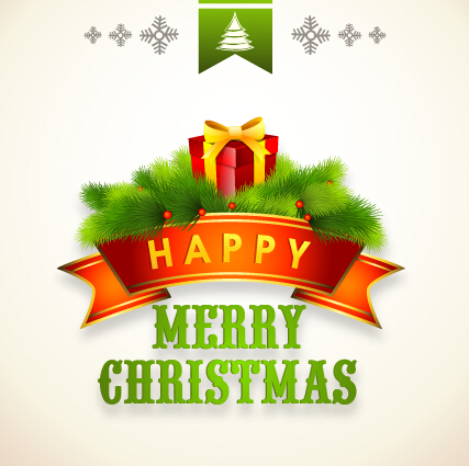 Green needles christmas and new year label background 04