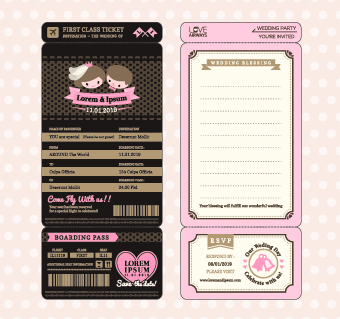 Honeymoon Travel ticket vector 02