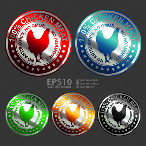 Metal textured commercial sticker labels vector 07