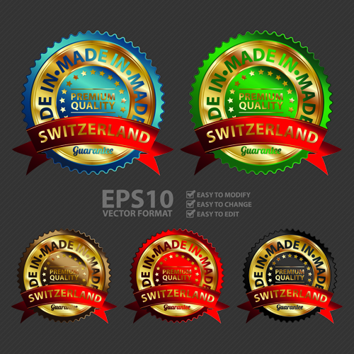 Metal textured commercial sticker labels vector 08