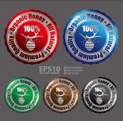 Metal textured commercial sticker labels vector 09