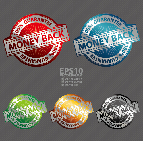 Metal textured commercial sticker labels vector 10